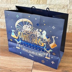 Louis Vuitton Navy Blue Gold 2024 Christmas Holiday Large Shopping Bag Gift Bag